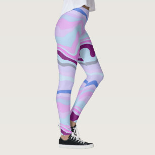 Leggings Bleu, rose et violet rayures ondulées