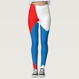 Leggings Bleu rouge blanc Abstrait Bloc de couleur vintage