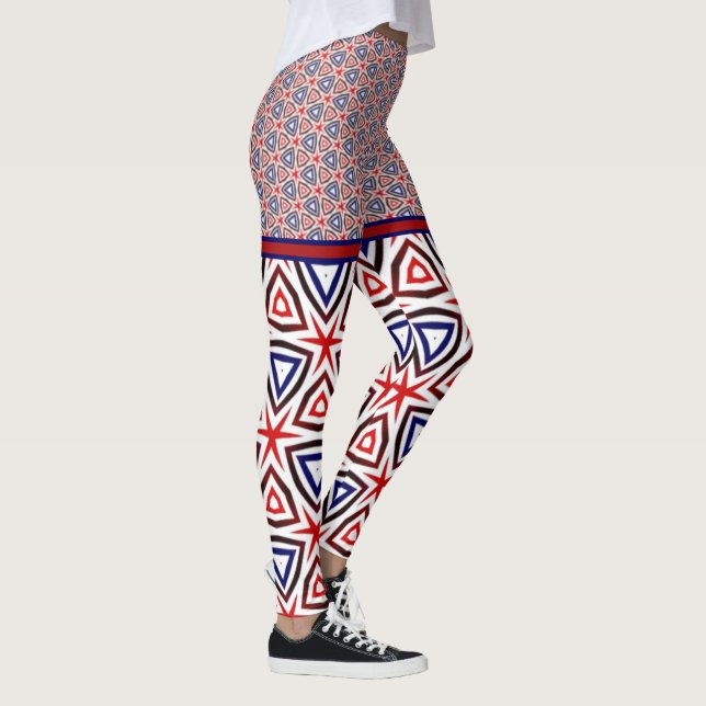 Leggings Bleu Rouge Bleu Américain Patriotique Motif modern (Droite)