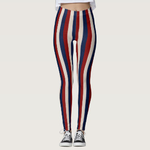 Leggings Bleu Rouge Bleu-Cuir Bleu-Rayures-LEGINES