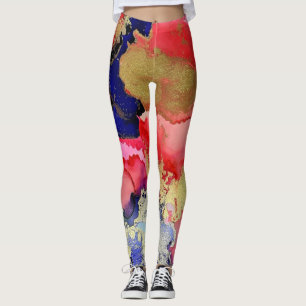 Leggings Bleu Rouge Or Liquid Art tendance