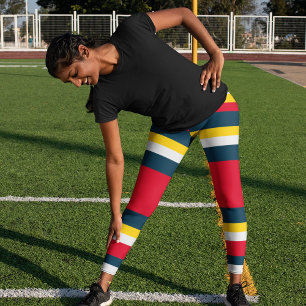 Leggings Bleu rouge rayures jaunes