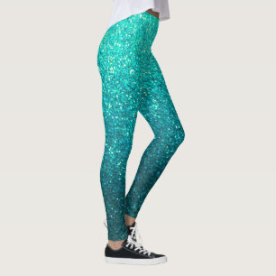 Leggings Bleu Turquoise Parties scintillant Noir Ombre Spar
