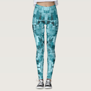 Leggings Bleu Turquoise Vert Abstrait