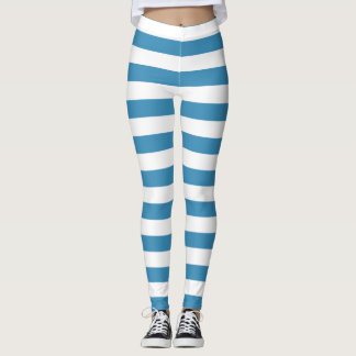 Leggings Bleu volet blanc couleur horizontale rayée
