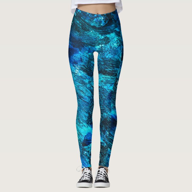 Leggings bleus d'art Abstrait (Devant)