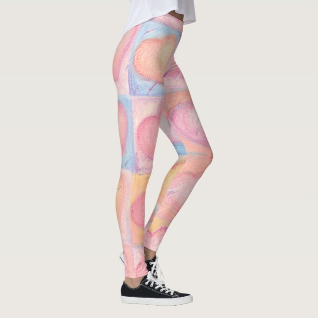 Leggings Bleus layette roses de coeurs en pastel (Droite)