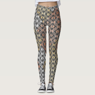 Leggings Bloc de couleur et fleurs