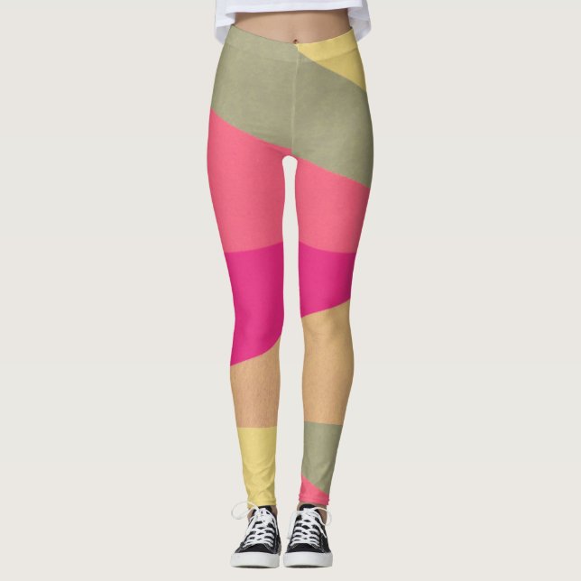 Leggings Bloc de couleur géométrique Abstrait (Devant)