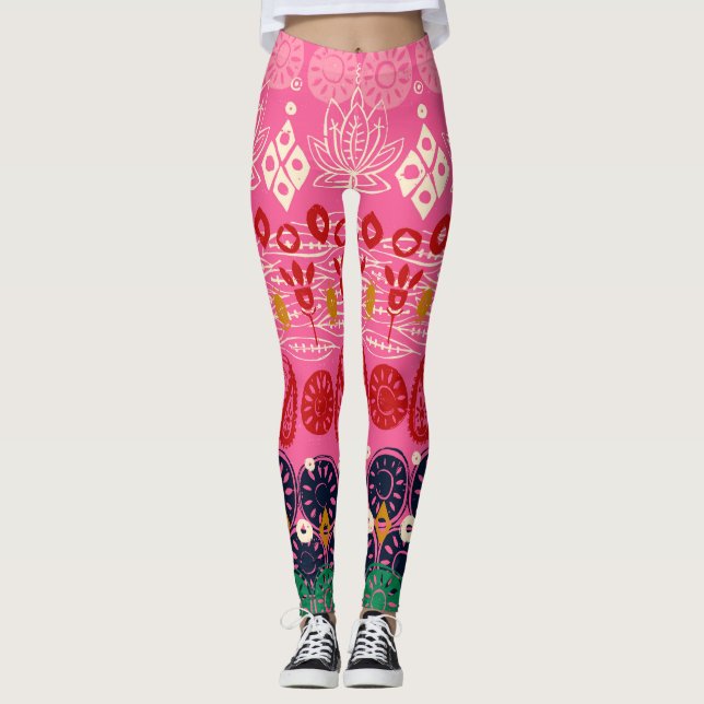Leggings bloc lotus rose (Devant)
