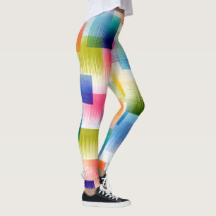 Leggings Blocs de couleur géométriques vibrants avec un dég