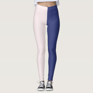 Leggings Blocs de couleur verticale bleu et rose Navy