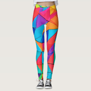 Leggings Blocs de couleurs géométriques vibreux