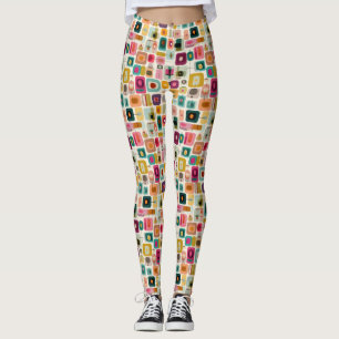 Leggings Blocs de couleurs RETRO milieu de siècle moderne g