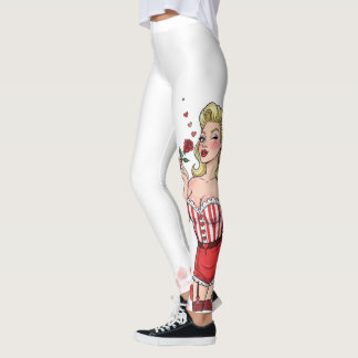 Leggings Blonde Retro Valentine Pin-Up Girl