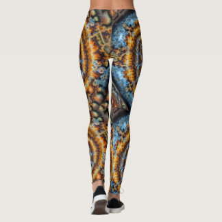 Leggings blue and gold fractal swirl leggings2