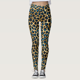 Leggings Blue and Gold Leopard Series Design 4