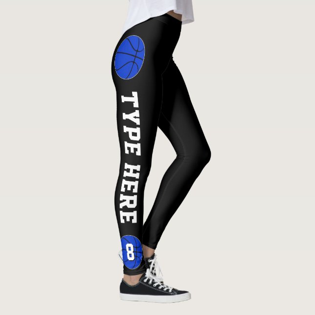 Leggings Blue Basketball Nom de l'équipe et numéro du joueu (Droite)