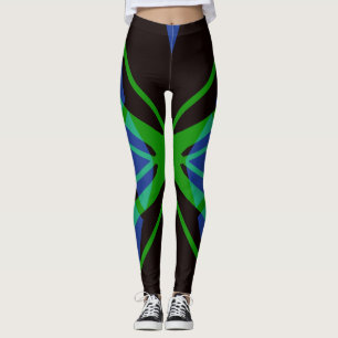 Leggings Blue Black Green Abstrait Gymnase géométrique Yoga
