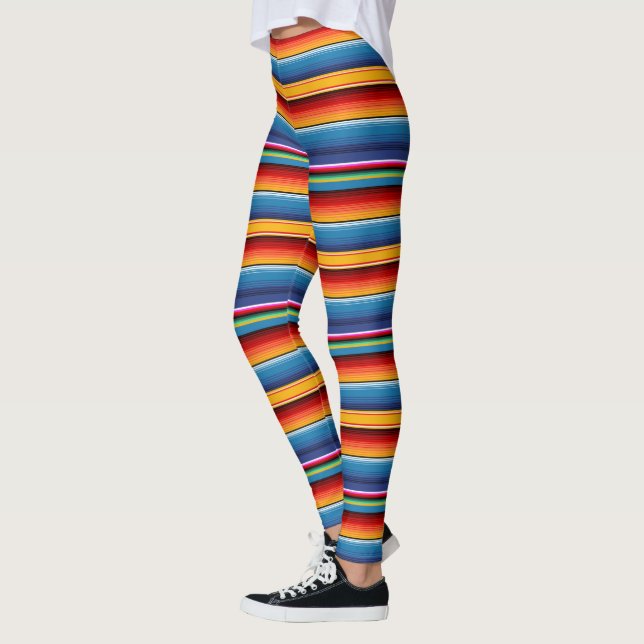 Leggings Blue Gold Red Sarape mexicaine (Gauche)