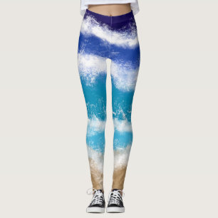 Leggings Blue Ocean Waves et Sandy Beach