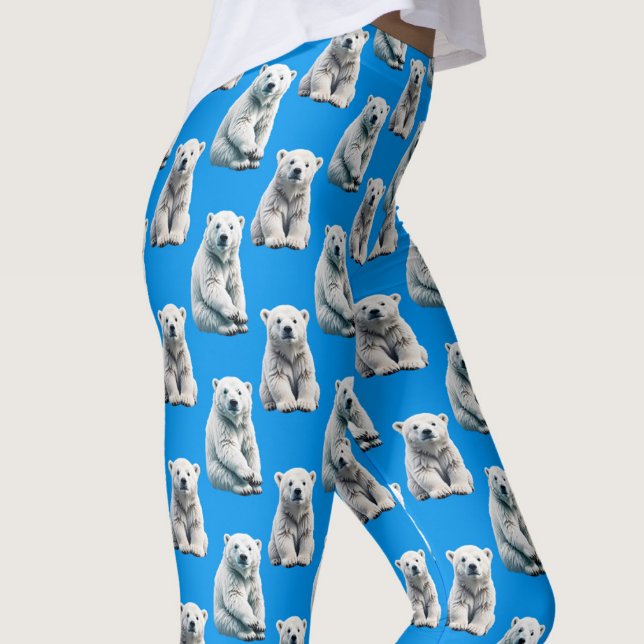 Leggings Blue Polar Bear Pattern Design  (Créateur téléchargé)
