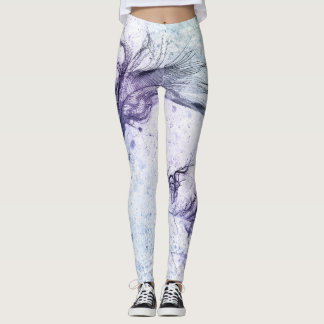 Leggings Blue Purple Feather Lite