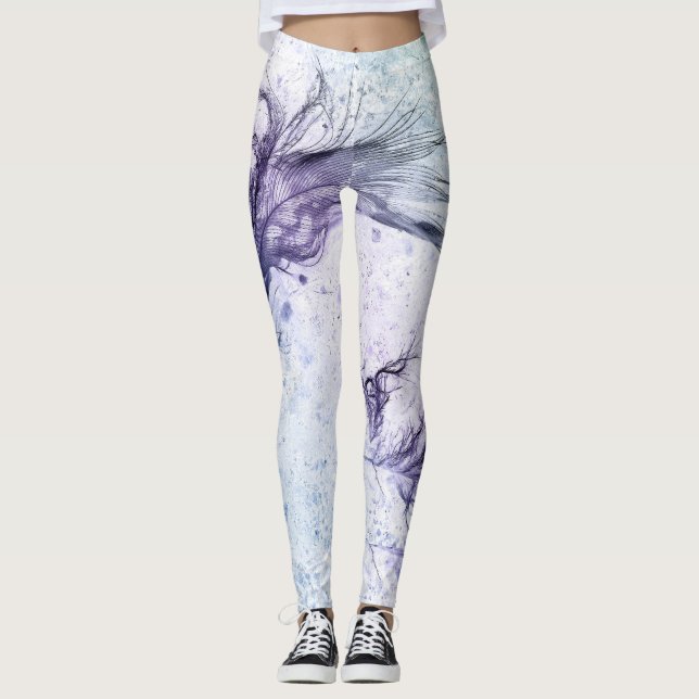 Leggings Blue Purple Feather Lite (Devant)