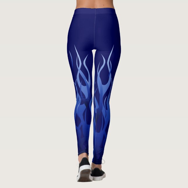 Leggings Blue Racing Flames Decor on (Dos)