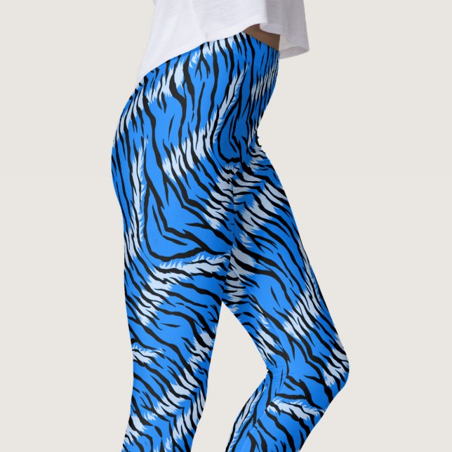Leggings Blue Tiger Animal Skin Pattern Design  (Créateur téléchargé)