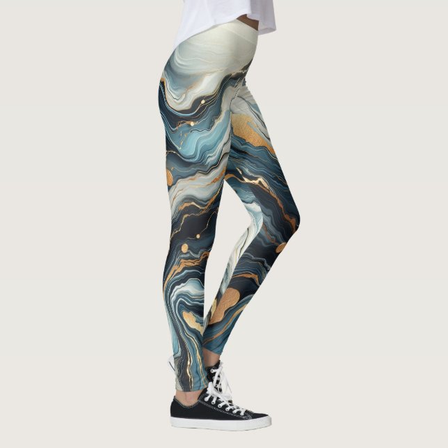 Leggings Blue Turquoise Or Agate moderne Glam Mariage éléga (Droite)
