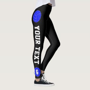 Leggings Blue Volleball Custom Team Name & Player Number