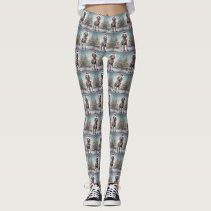 Leggings Bluetick Coonhound Dog en Noël de neige