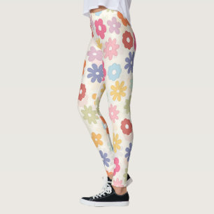 Leggings Boho 70's Retro Daisy Flowers