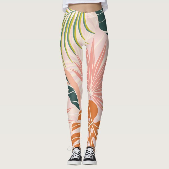 Leggings Boho Botanical Art : Nature Inspiré Abstrait (Devant)