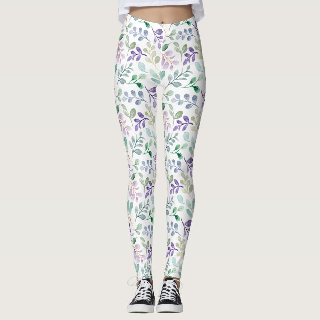 Leggings Boho botanique rose romantique (Devant)