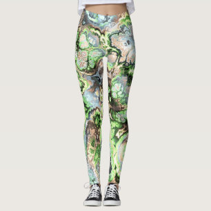 Leggings Boho coloré Pastel Marbre fractal Art Abstrait