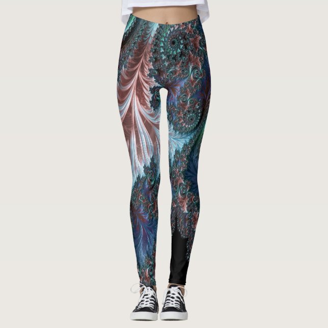 Leggings Boho coloré super Hippie Mandelbrot Fractal Art (Devant)