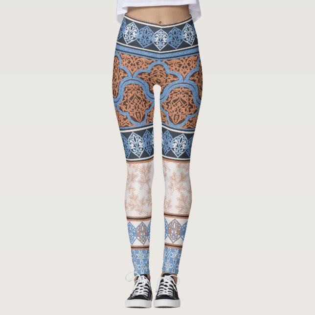 Leggings Boho Floral Stripes : Ethnic Seamless Collection (Devant)