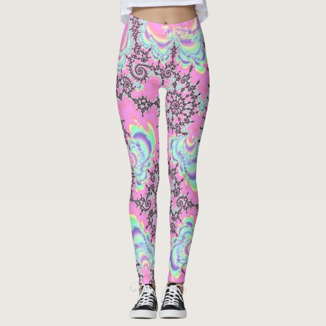 Leggings Boho Hippie Unicorn Pastel Mandelbrot Fractal (Devant)