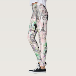 Leggings Boho vintage manequel rose noire roses florales