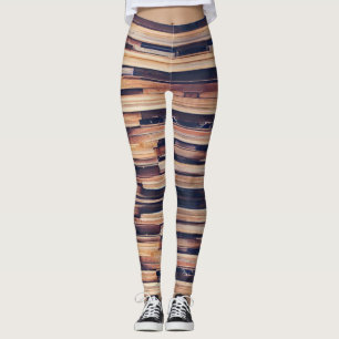Leggings Bois design brun géométrique planches