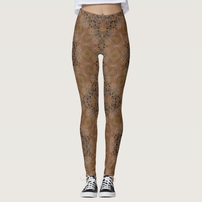Leggings Bois texture bois naturel arrière - plan brun arbr (Devant)