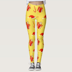 Leggings Boîte cadeau de Noël sucre de canne chapeau de Noë