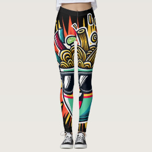 Leggings Bol de nouilles de ramen de dessin animé mignon dr