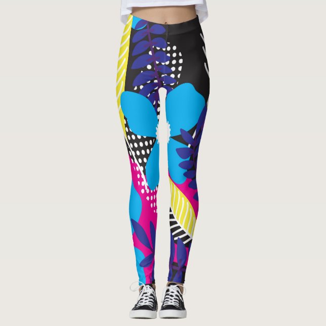 Leggings Bold Colorful Abstract Floral Pattern (Devant)