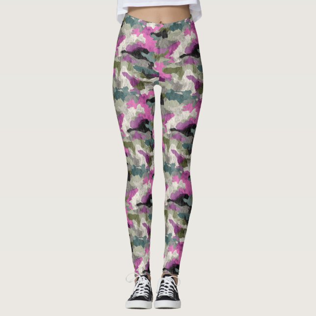 Leggings Bold Pink Camo Patterned  (Devant)