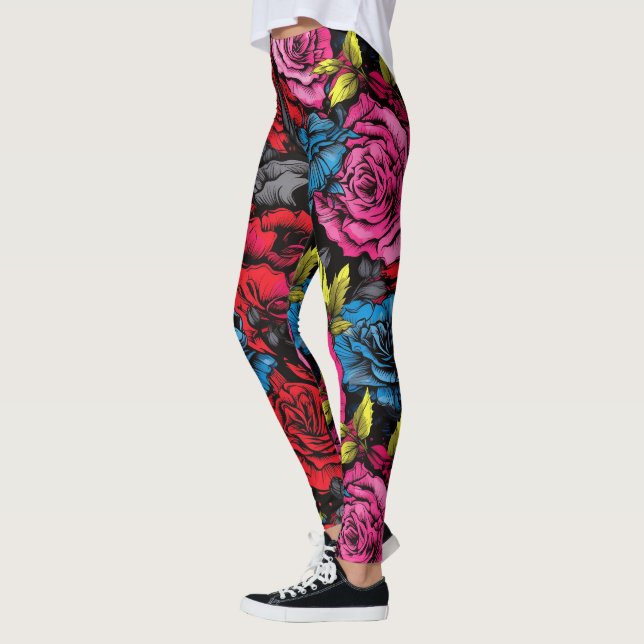Leggings Bold Punk Blooms Floral  (Gauche)