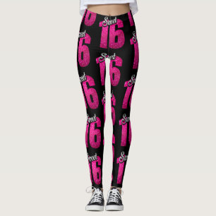 Leggings Bonbon 16" à noir et à rose "guêtres