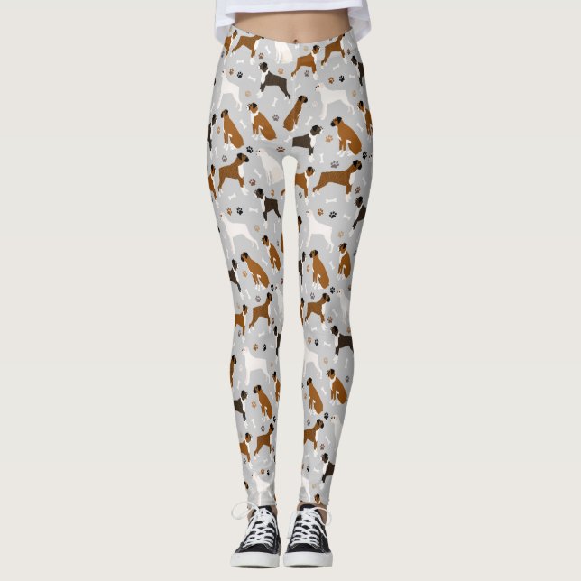 Leggings Bones et pattes de chien de boxe (Devant)
